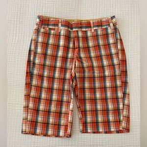 Anthropologie Orange and Blue Plaid Shorts - Size 6